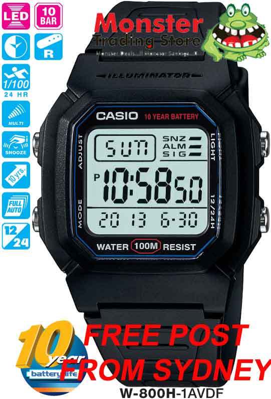 CASIO WATCH SWIMMING 100 METRES WATER RESISTANT W-800 W-800H-1AV W800