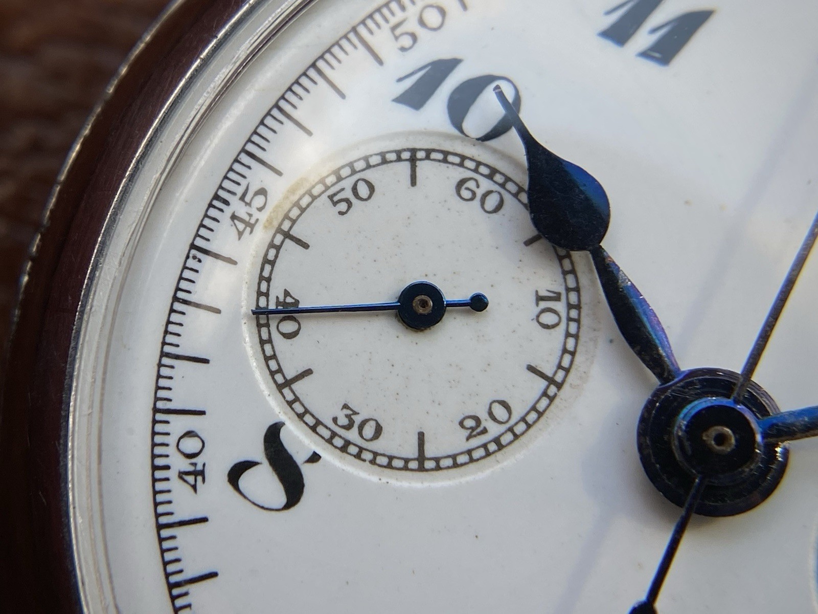 1920s Enamel dial Monopusher chronograph watch Lemania 13CH movement