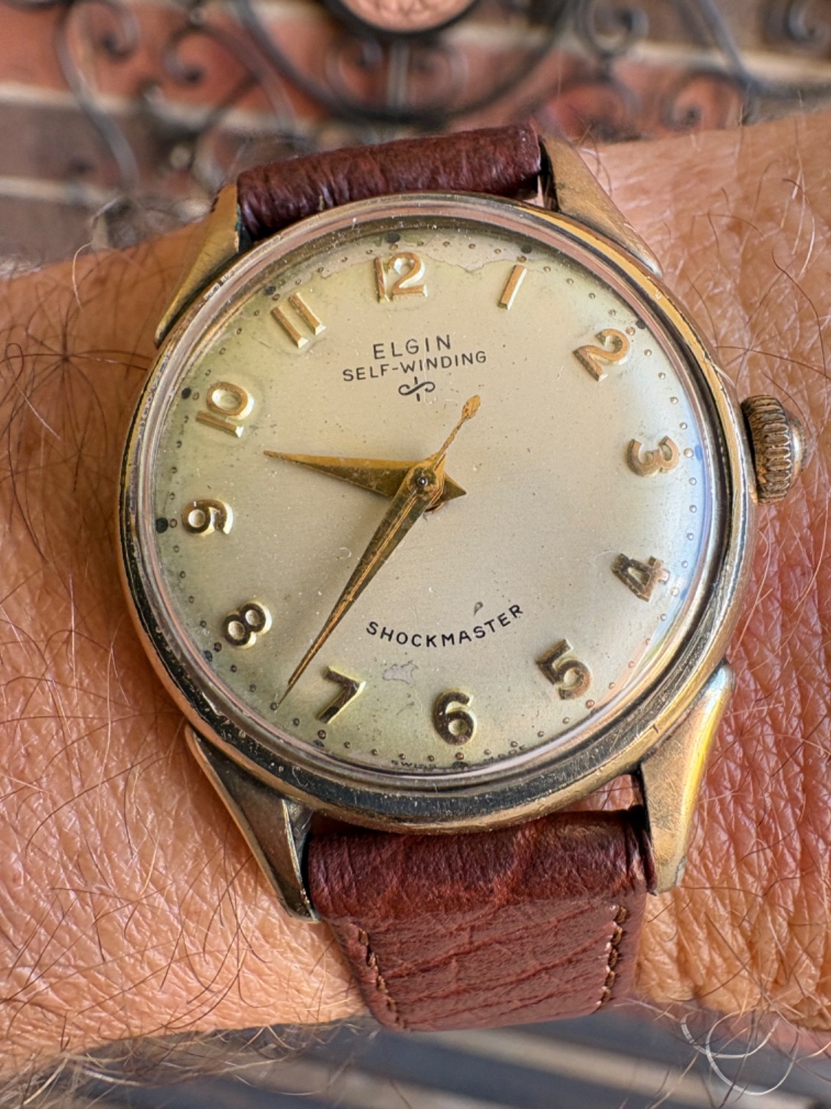Vintage Elgin Shockmaster Self-Winding 17J 10K RGP Swiss Watch Runs New Crystal
