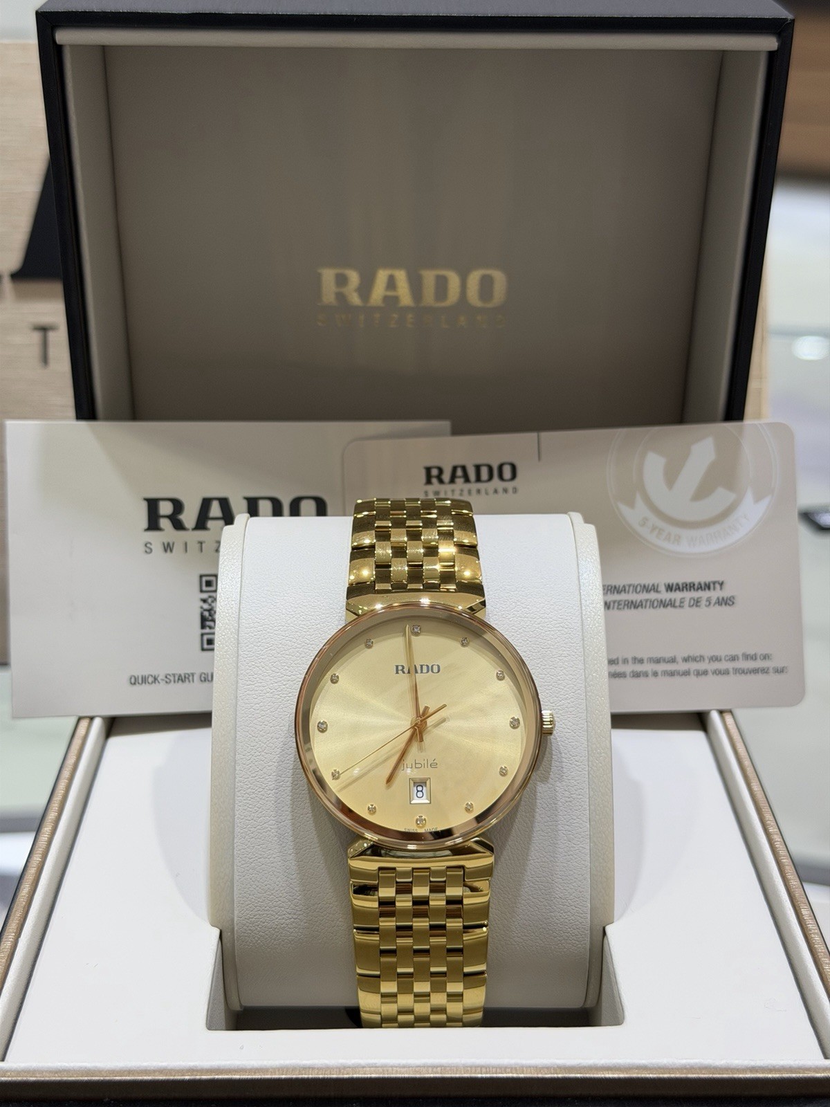 New Rado Florence Diamonds Stainless Steel Golden Dial Men’s Watch R48914713