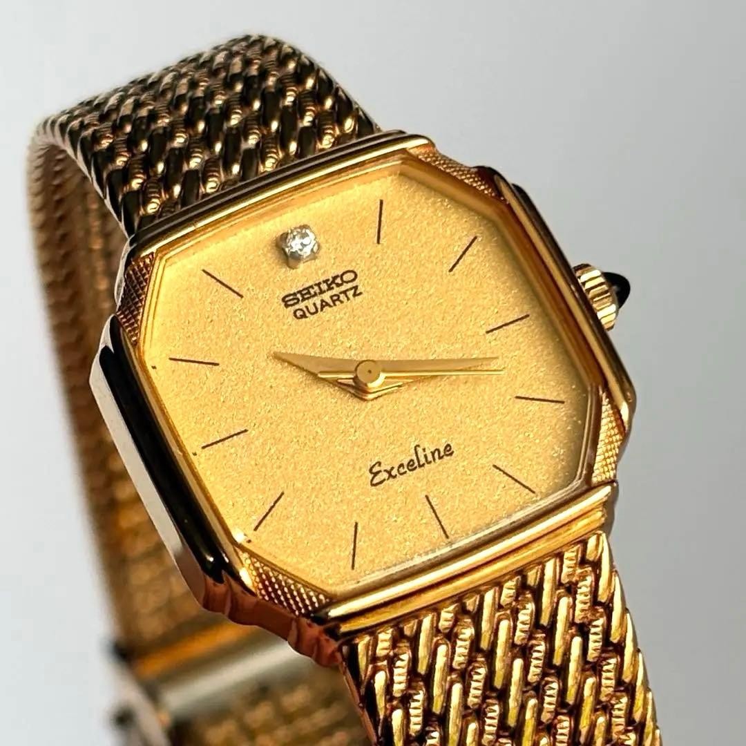 Working SEIKO Excelline Diamond Women’s Watch Gold