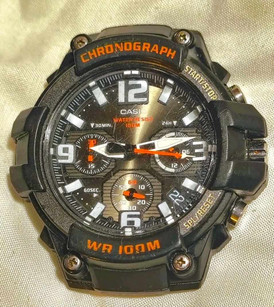 Casio MCW100H-1AV, Men’s Chronograph Watch, 100 Meter WR, Black Resin, Date, NEW