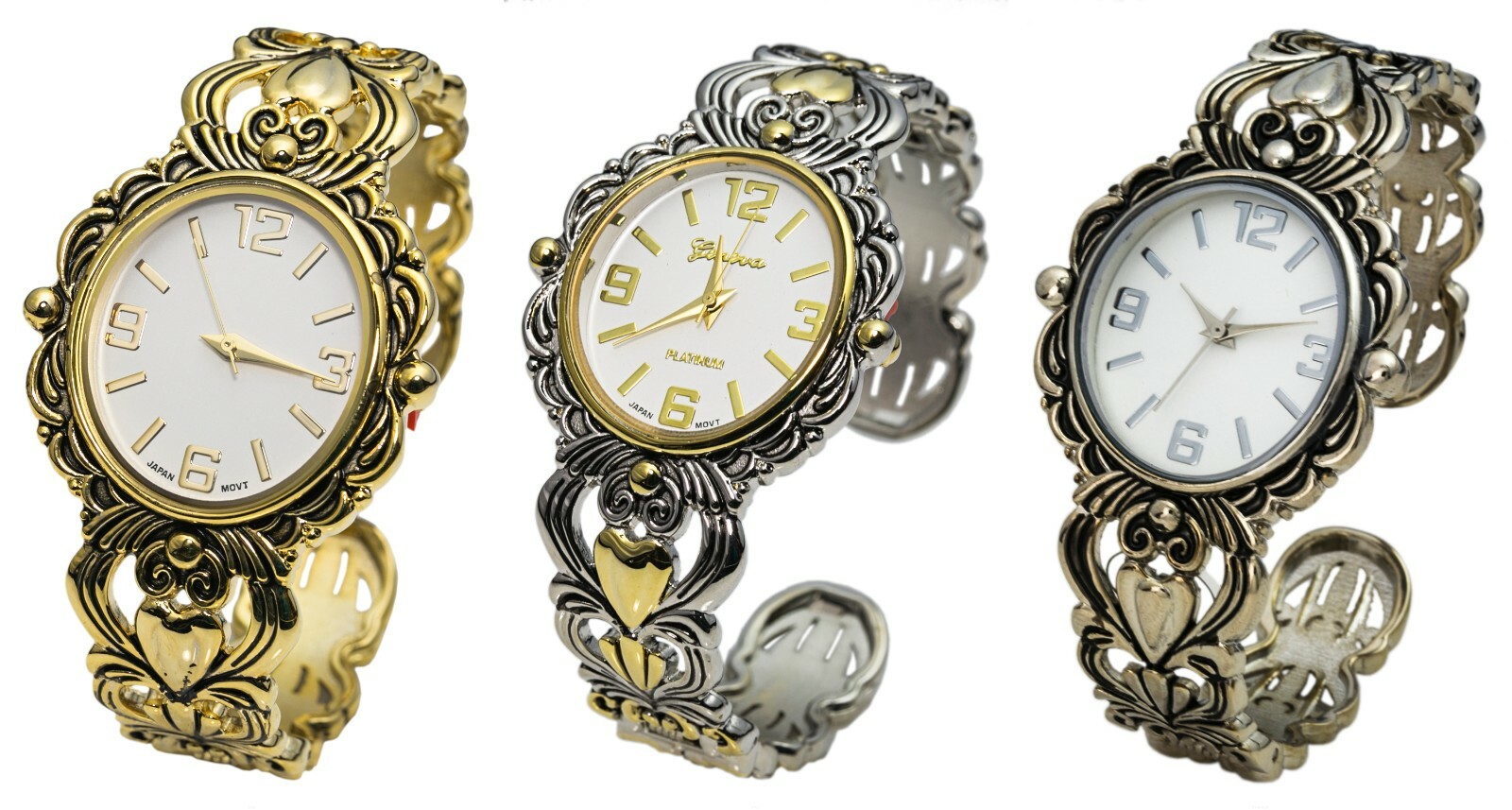 Blekon Collections Japanese Quartz Women’s 35mm Case Intricate Concho Cuff Watch