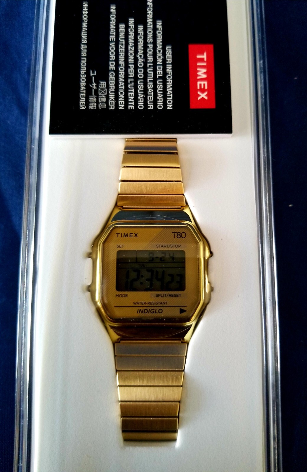 Timex T80 34mm Stainless Steel Bracelet Gold-Tone Watch TW2R79200YB