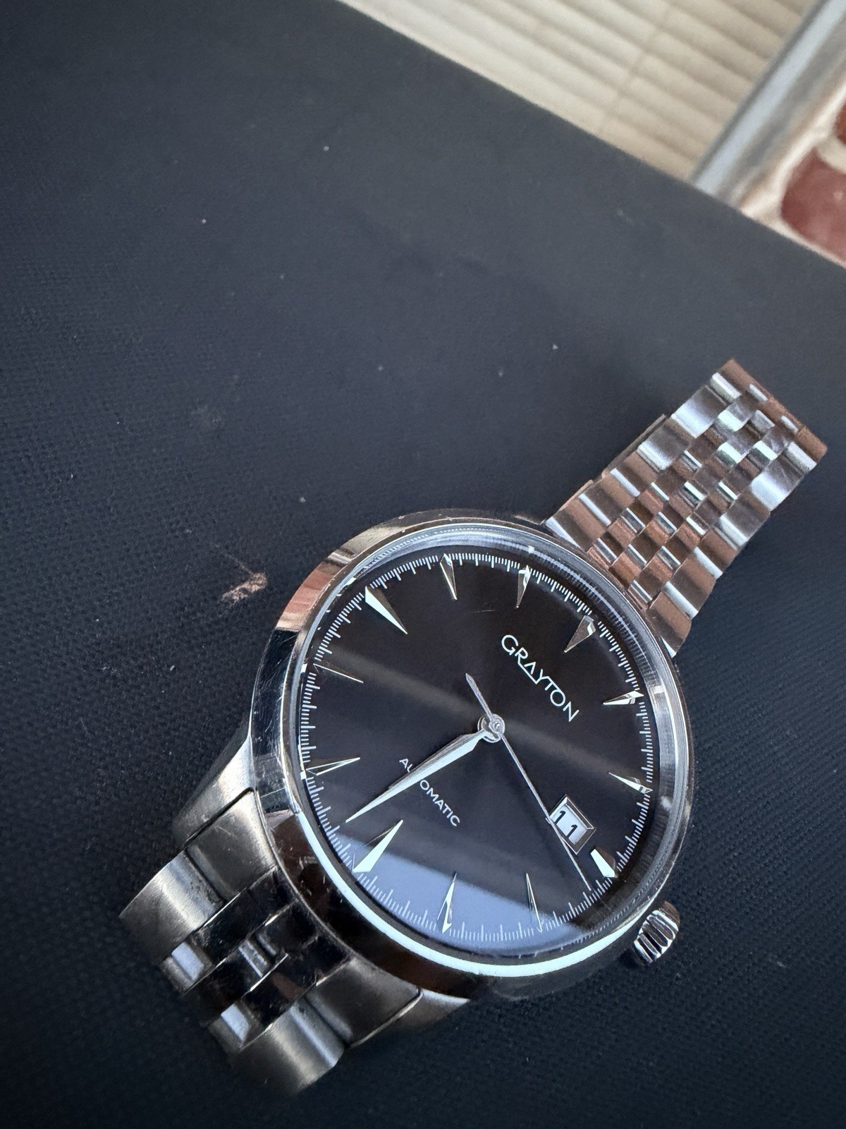 Grayton Automatic Men’s Wristwatch GR24496AG Stainless Steel Black Dial NH 35
