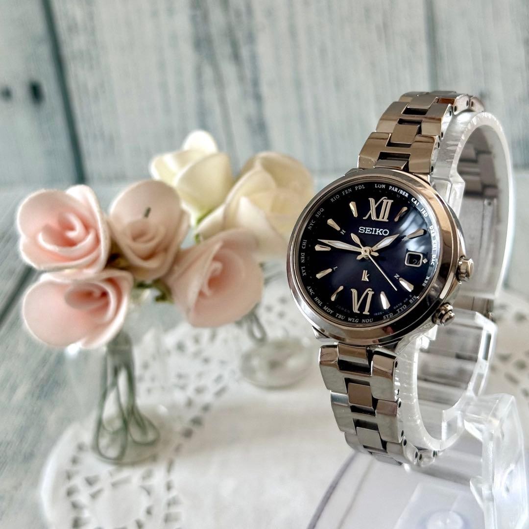 SEIKO Lukia 1B25-0AL0 Radio-Controlled Solar Black Dial Wrist 15.0cm From Japan