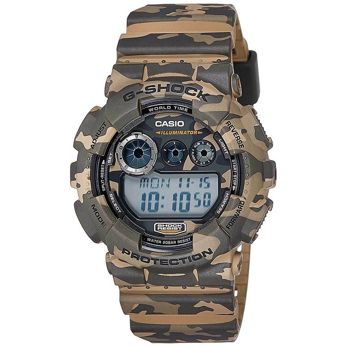 Casio Men’s Watch G-Shock Quartz Dive Digital Dial Brown Resin Strap GD120CM-5