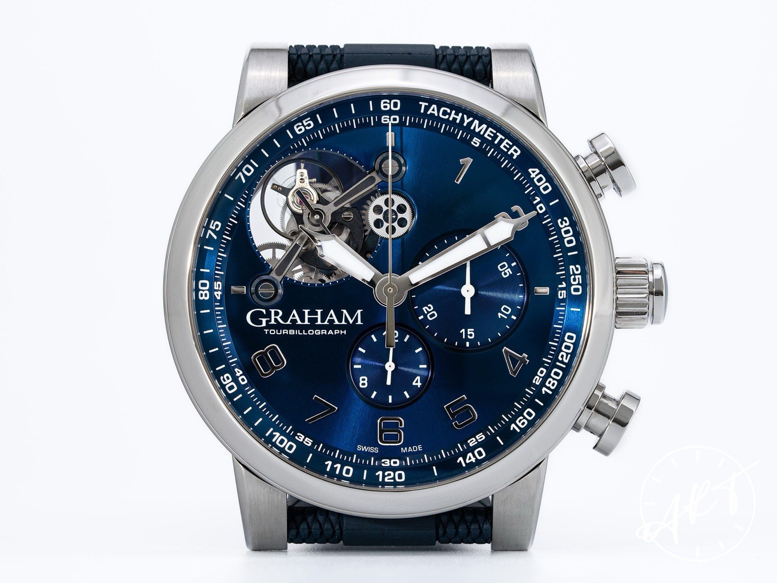 Graham Silverstone Tourbillograph Blue Dial Chrono Tourbillon Ltd Ed Watch RARE