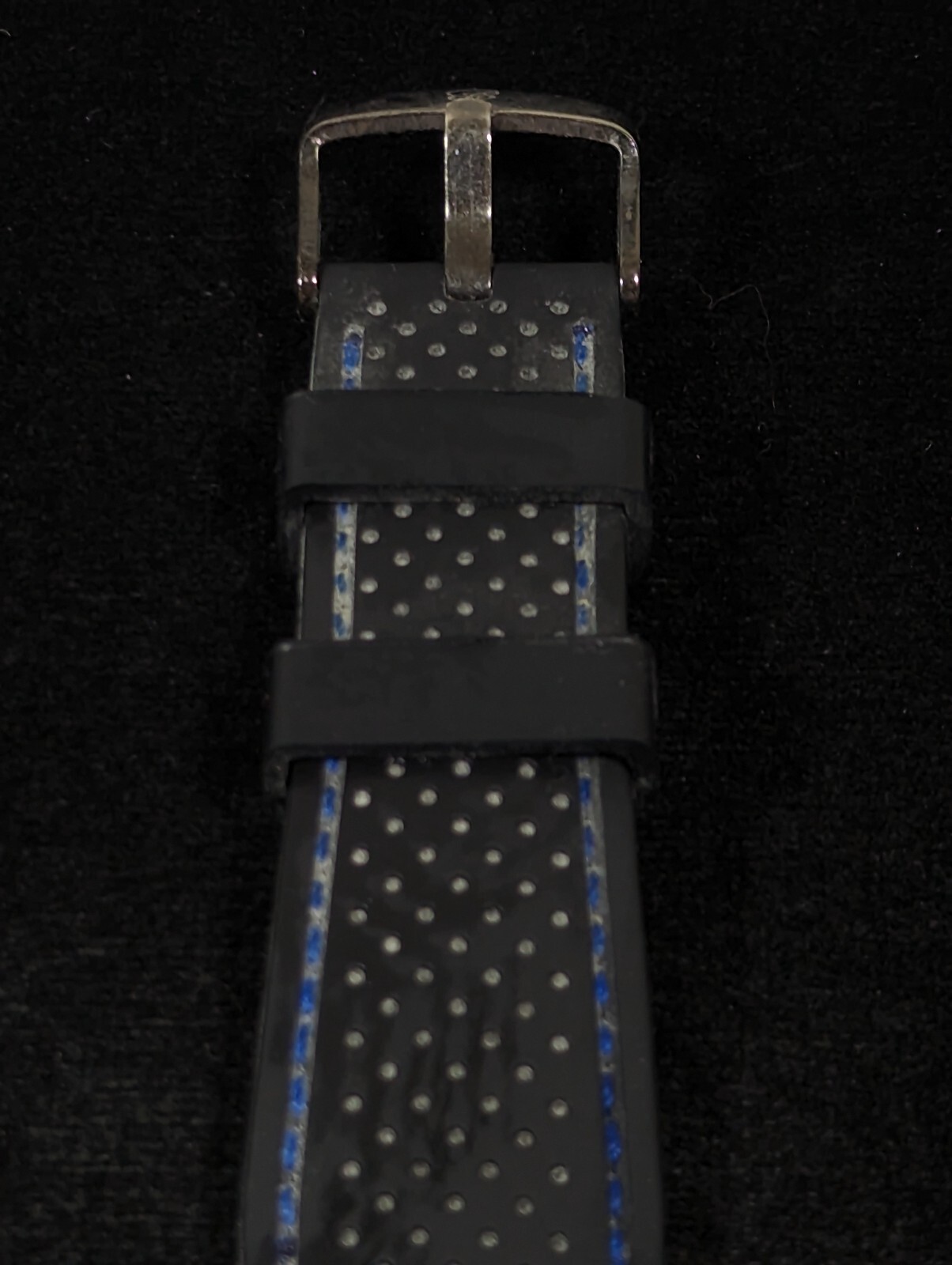Charles Raymond Blue Dial Rotating Bezel Black Case Silicone Band Watch 8.5 In