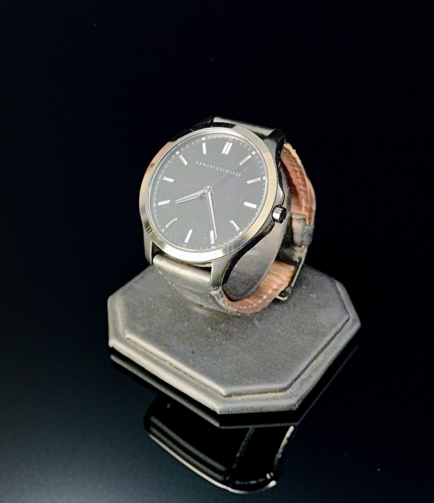 Armani Exchange Men’s AX2148 Black Leather Quartz Watch 45mm NEEDS NEW BATTERY