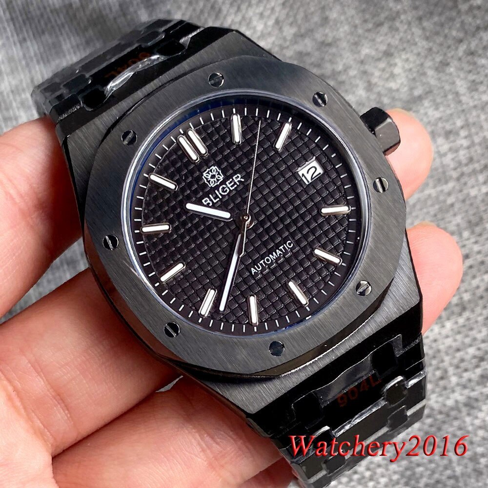 41mm Bliger Japan NH35A Automatic Mens Watch Blue Green Black Grey Dial Octagon