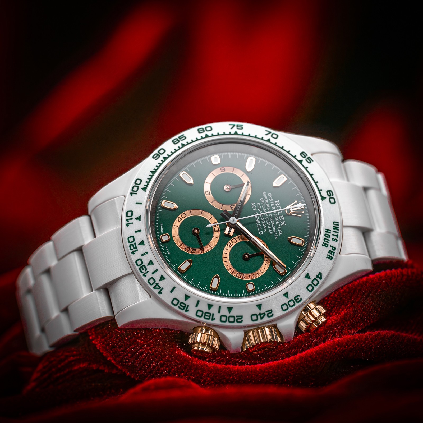 Rolex Daytona White Ceramic AET Remould British Racing Green Full Set 1 of 18