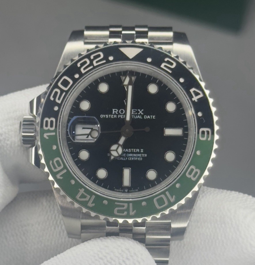 Rolex GMT-Master II Left-Handed Black Dial Green/Black Bezel Jubilee 40mm