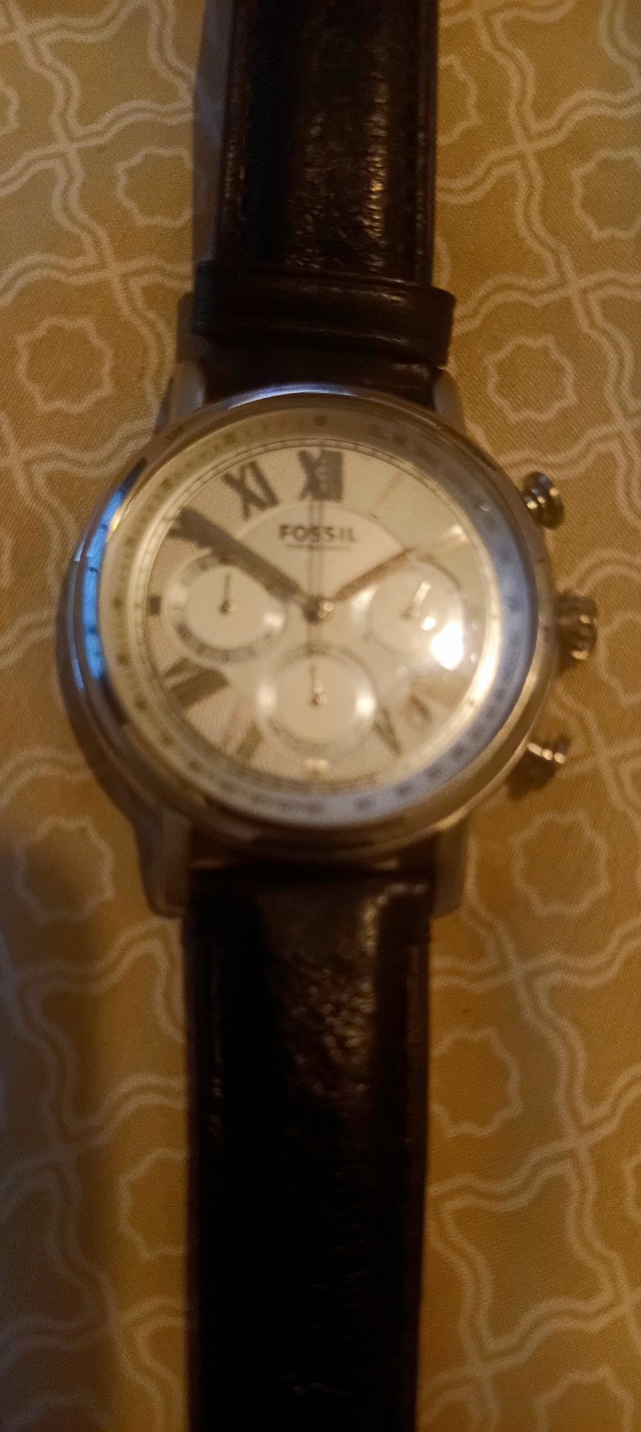 Fossil Buchanan Chronograph Watch Men 42mm Silver FS5102 Needs Battery