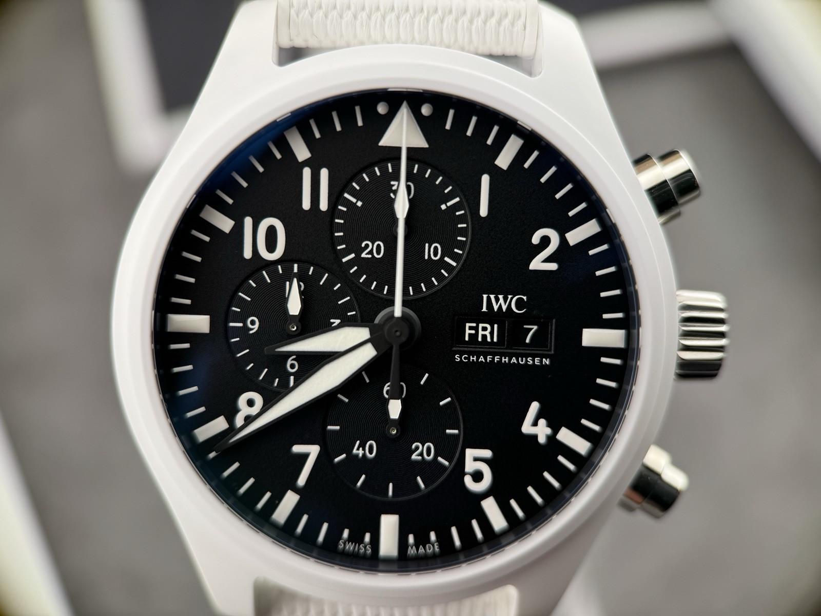 2025 IWC Top Gun Lake Tahoe White Ceramic Chronograph IW389105 Full Set 44.5mm