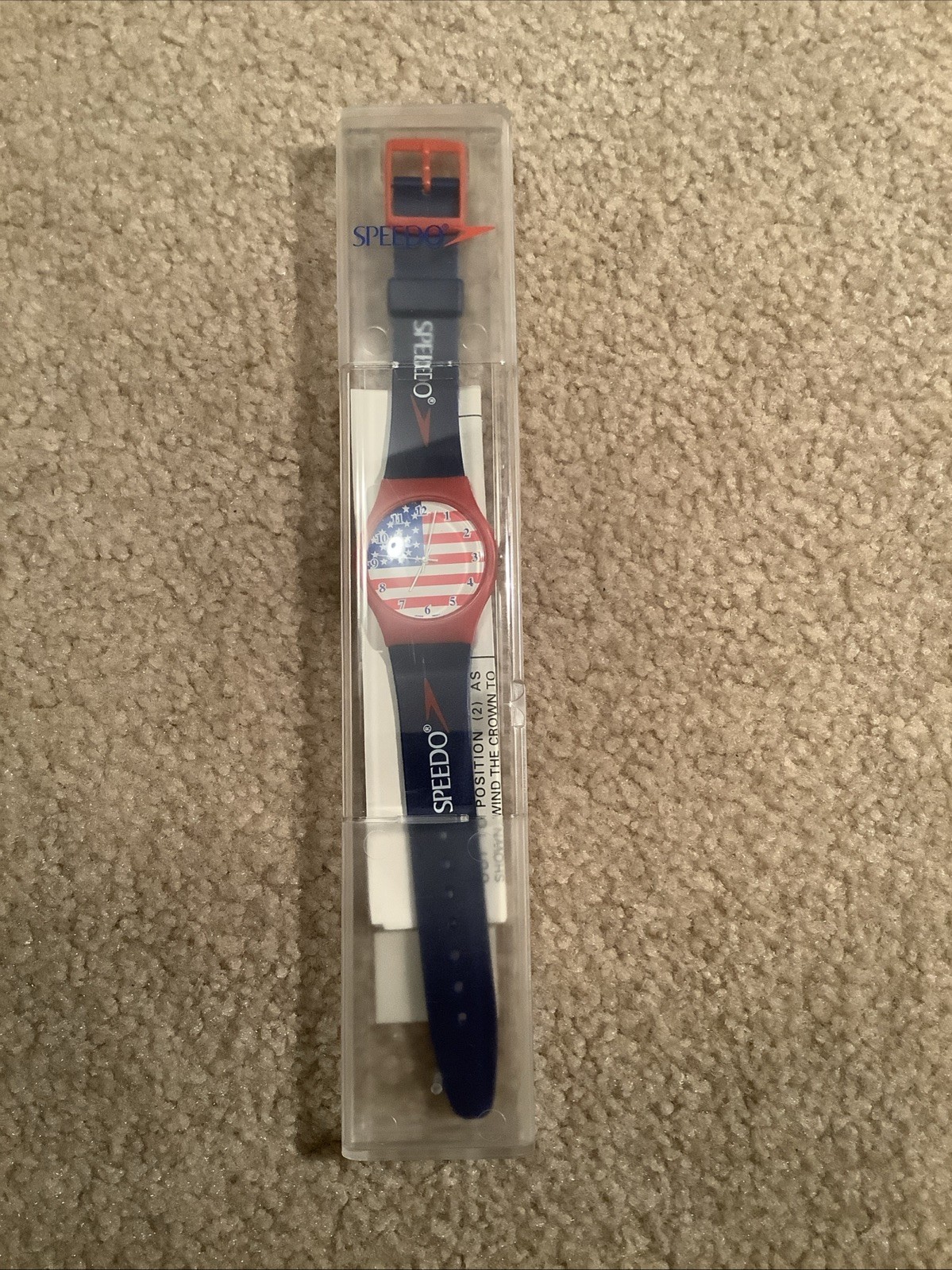 Vintage Speedo Swimming UNITED STATES USA FLAG Water Resistant Watch NEW BATTERY
