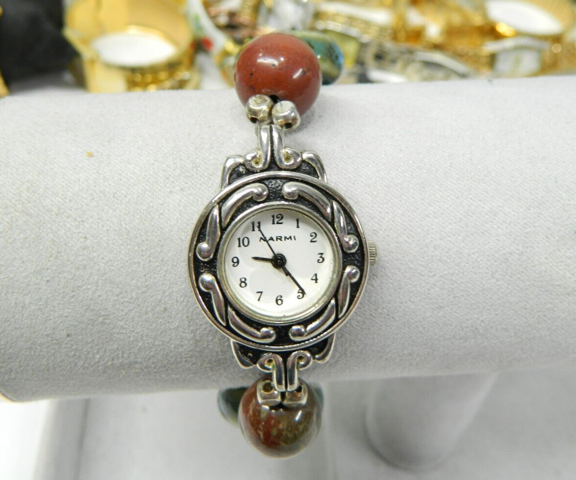 Beautiful NARMI Silver tone Multicolor stone lady’s wristwatch/watch