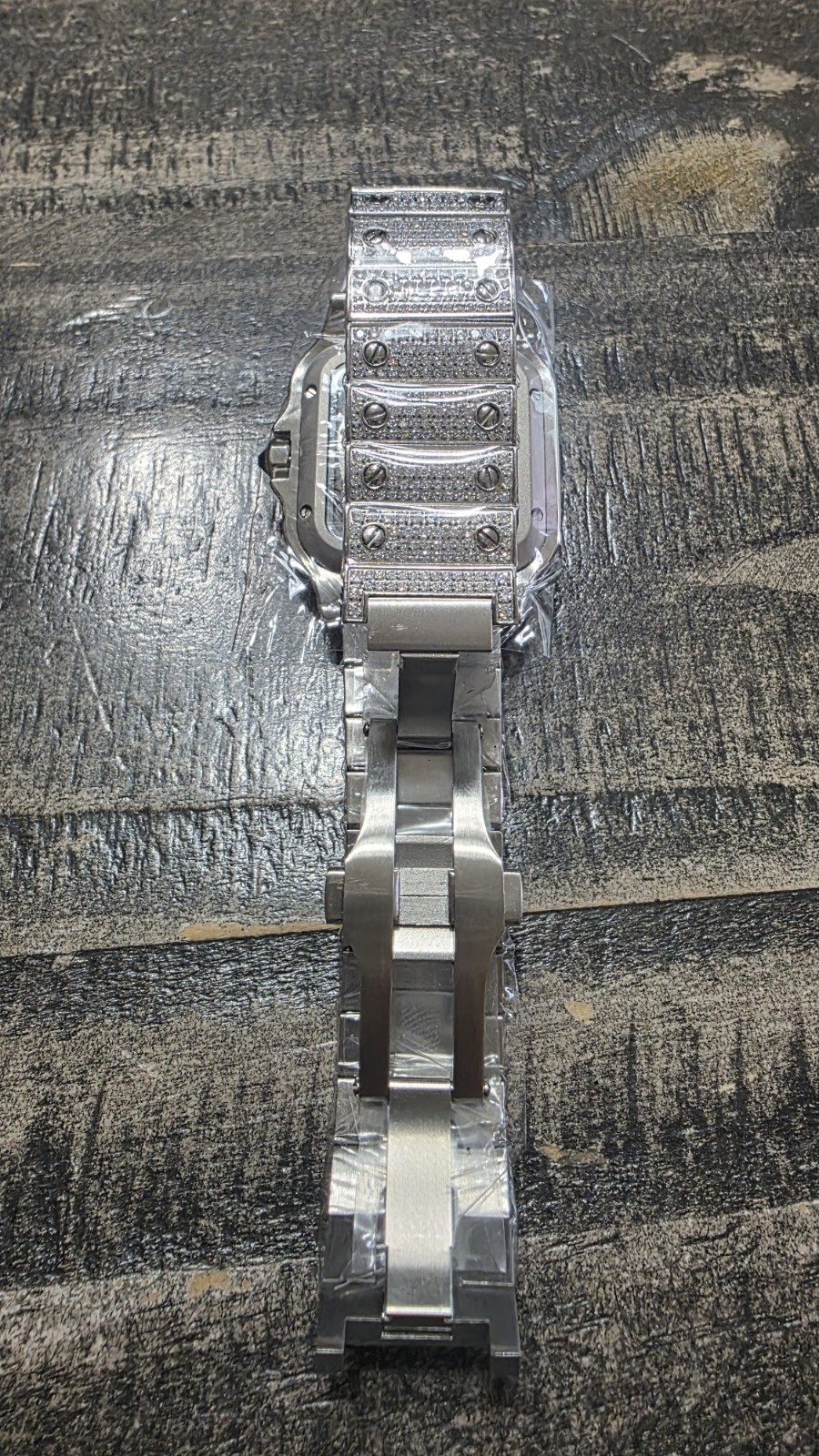 VVS Moissanite Skeleton Automatic Watch Stainless Steel Luxury New Silver/Clear