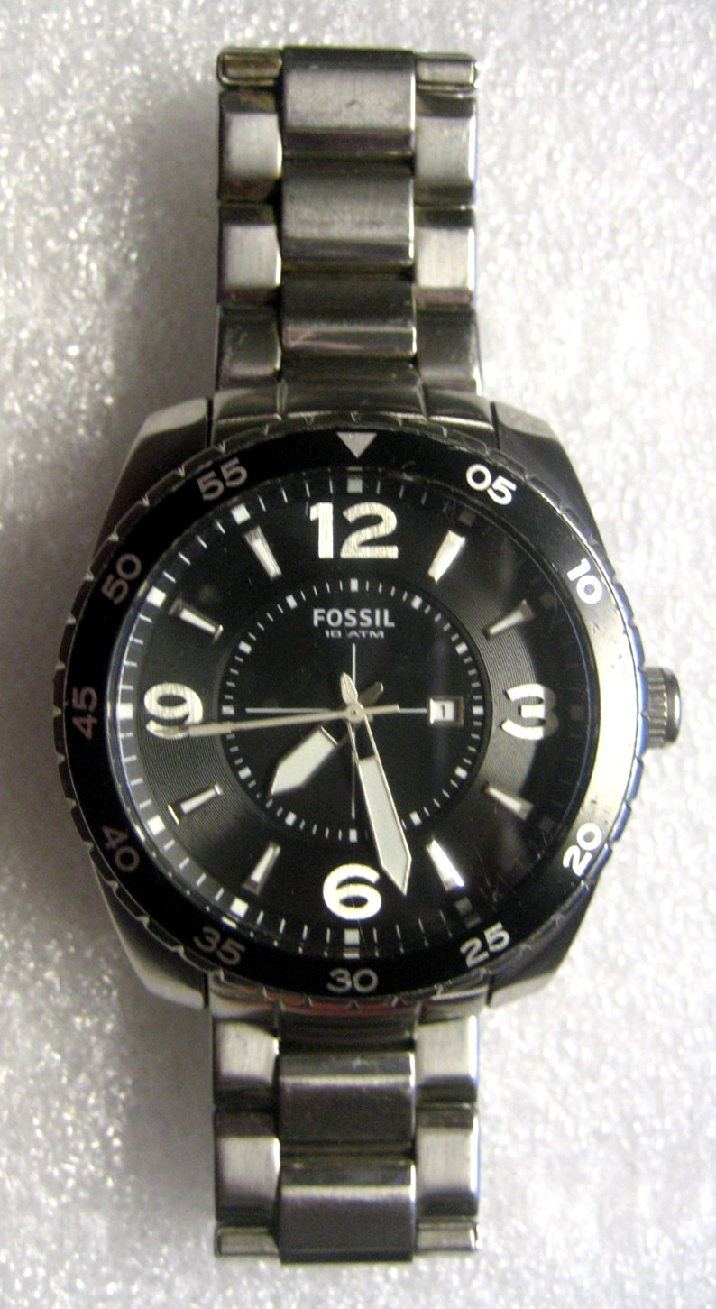Fossil Men’s Stainless Steel Bracelet Watch AM4237, diver stye 100 m (10 ATM)