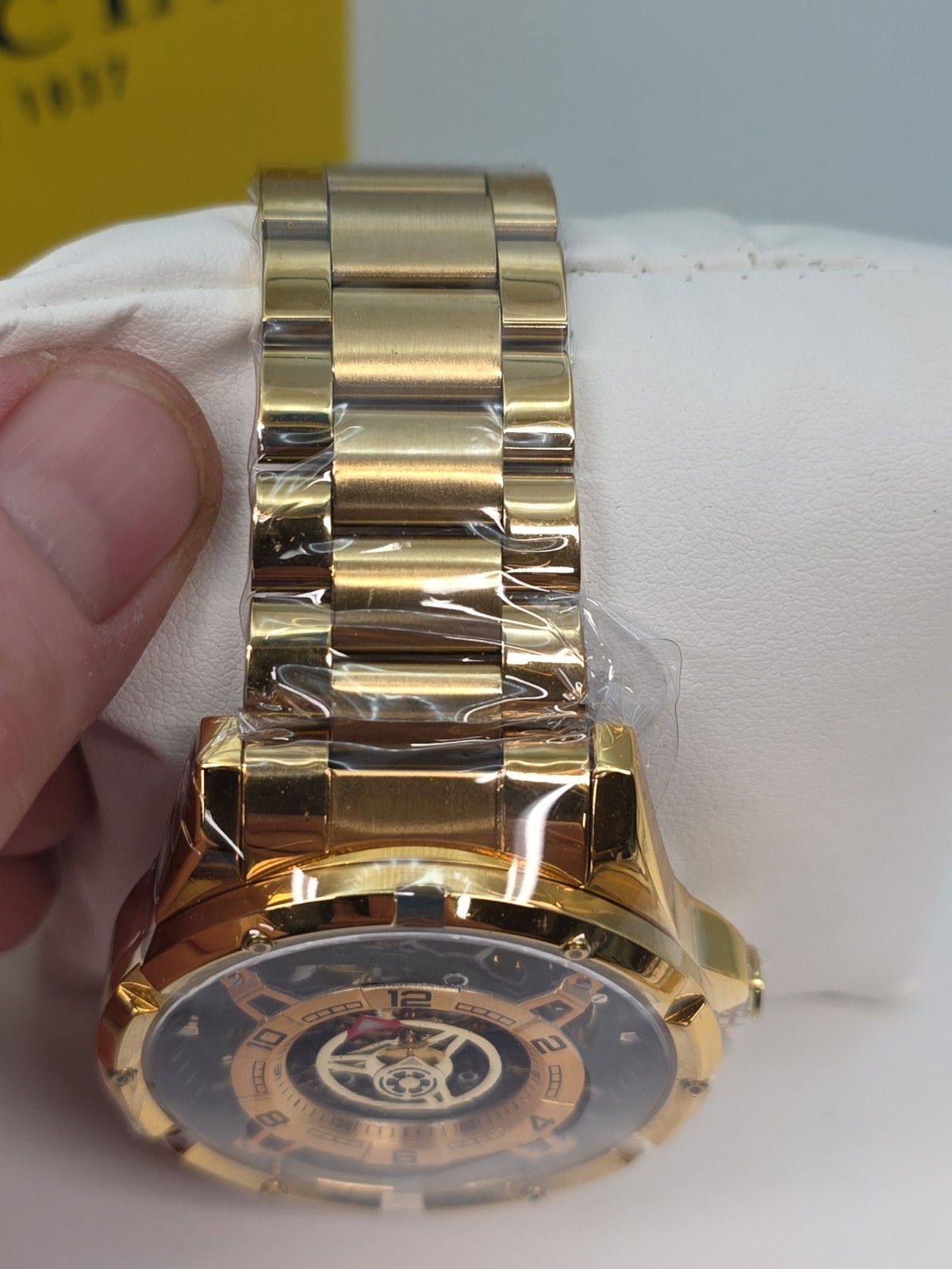 Invicta Mens Racing Interpoint Automatic Skeleton Dial Gold Tone SS 43.5mm 70078