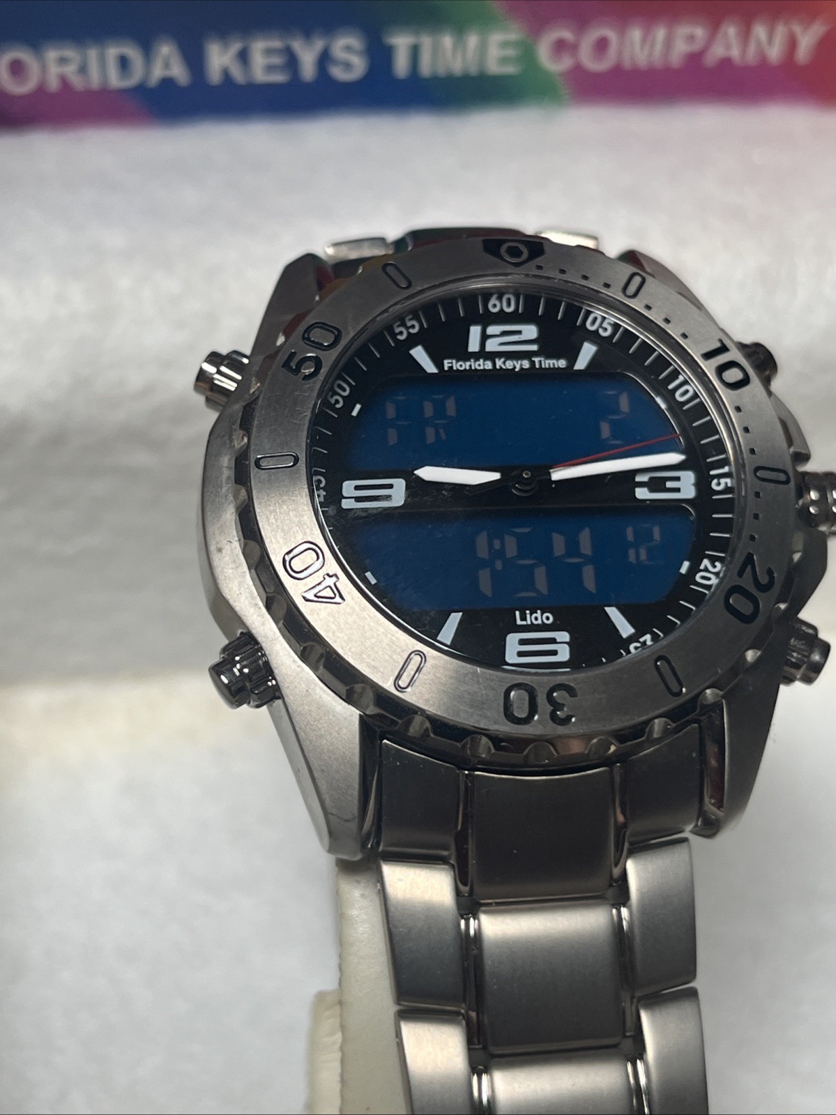 Men’s RARE LIDO Florida Keys Time Watch Digital/Analog Titanium Case & Bracelet