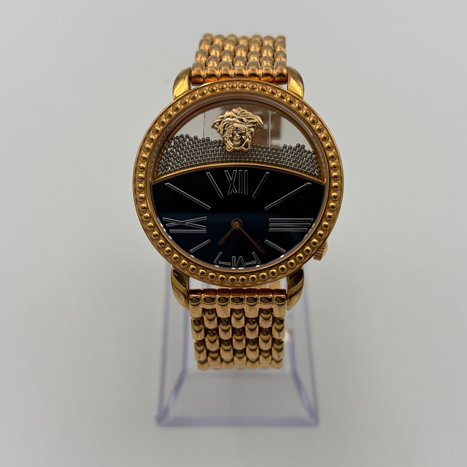 Versace Krios Watch Gold Black Dial Beaded Designer Luxury