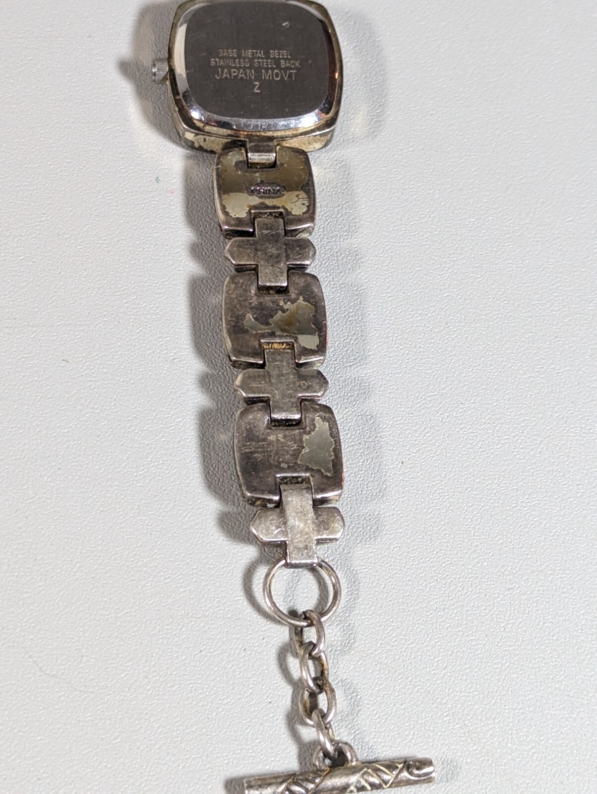 Premier Designs White Pearlized Dial Square Case Link Bracelet Band Watch 7.5 In