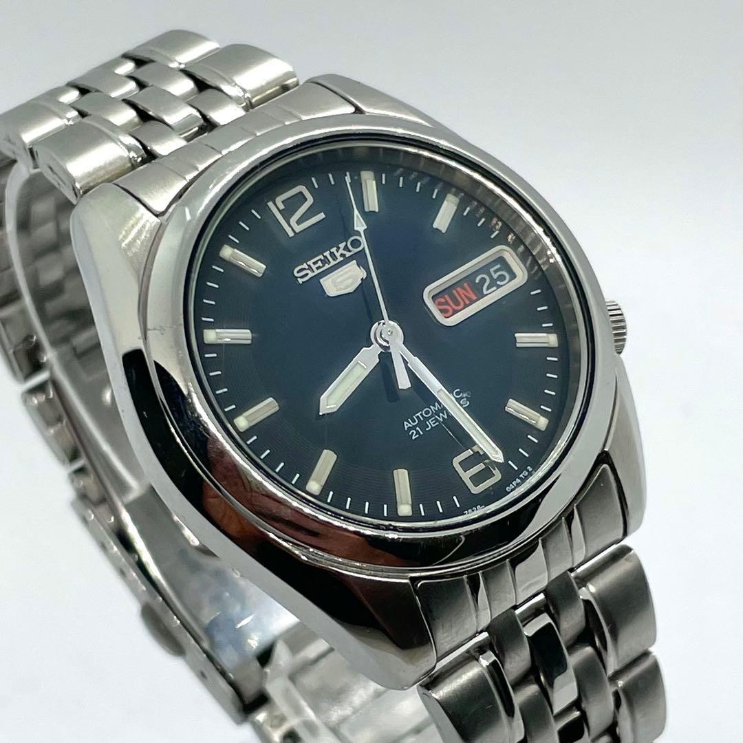 Seiko 5 Transparent back navy dial 7S26 01V0 Working Includes box From Japan