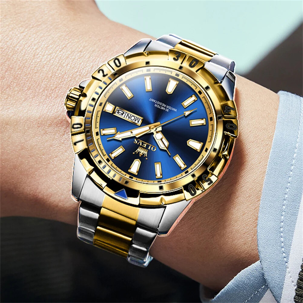 OLEVS LUXURY MEN’S WATCH WATERPROOF STAINLESS -STEEL