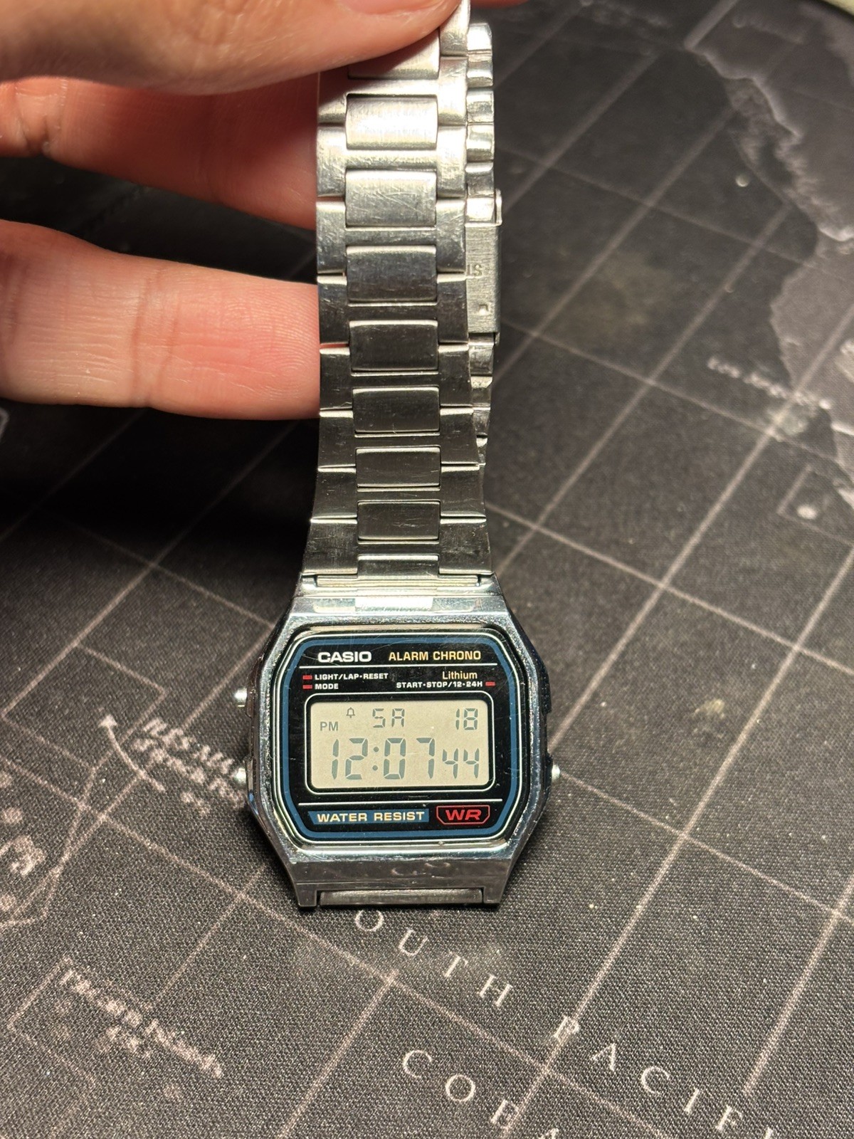 Casio A158W Digital Quartz Watch Silver Stainless Bracelet Alarm Chrono Light