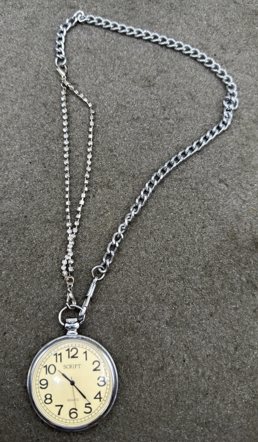 Vintage SCRIPT Quartz Open Face Pocket Watch