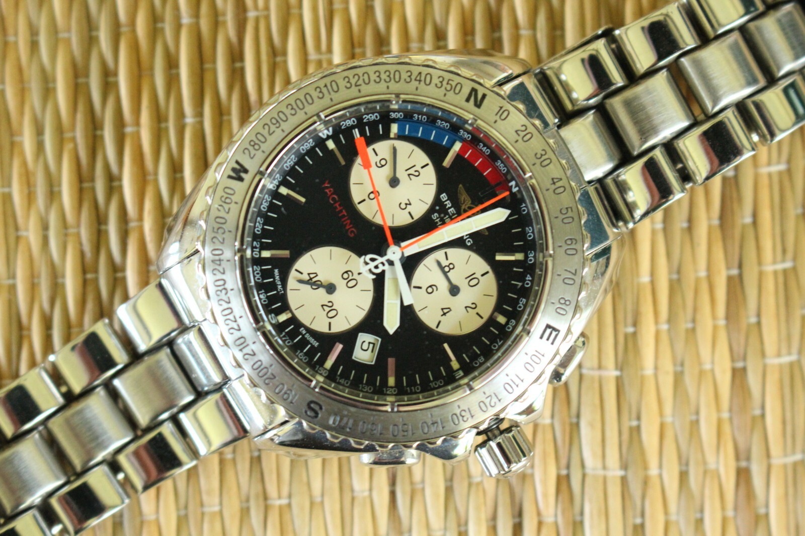 BREITLING A53606 SHARK YACHTING BLACK DIAL YACHT TIMER CHRONOGRAPH WATCH BOX SET