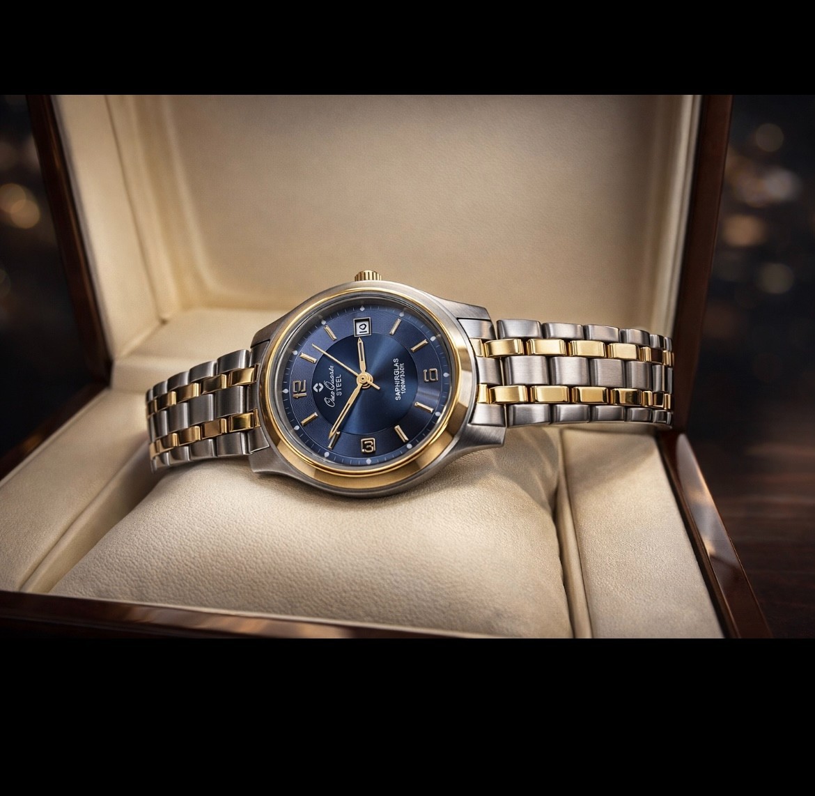 Osco Women’s Watch Sporty Elegant Stainless Steel Bi-Color Sapphire Glass 10 Bar