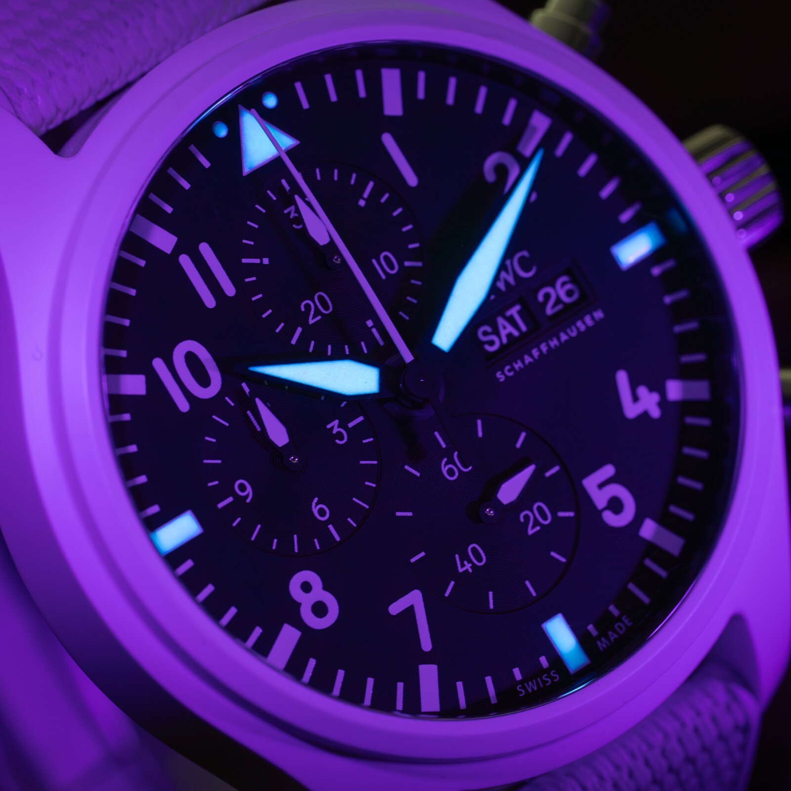 IWC Pilot’s Chronograph Top Gun Edition “Lake Tahoe” IW389105 White Ceramic MINT
