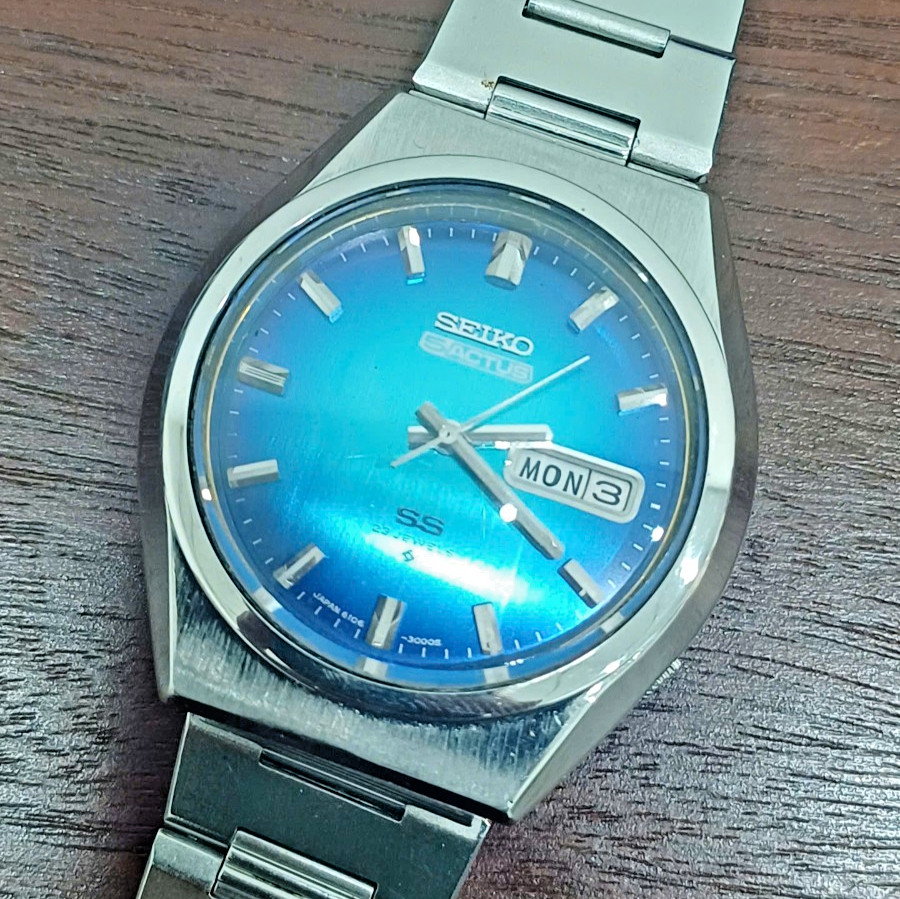Seiko 5Actus SS 6106-8760 23J Auto Blue Dial Faceted Crystal (2506)