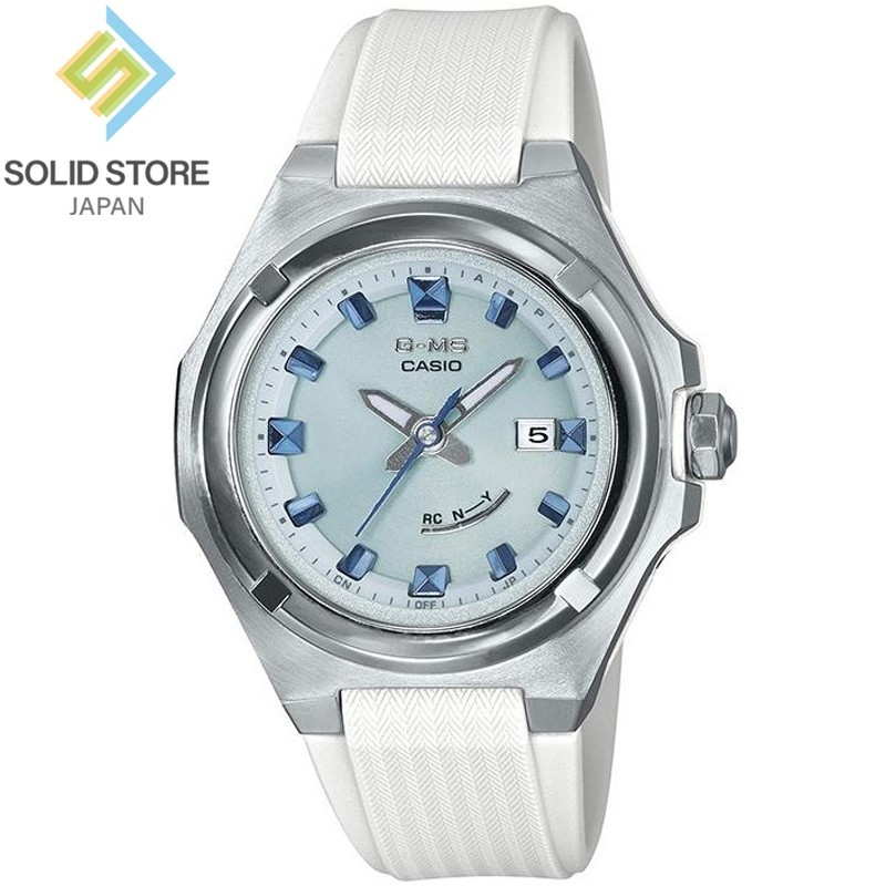 CASIO BABY-G MSG-W300-7AJF G-MS Solar Analog Watch White Band Blue Dial 34.4mm