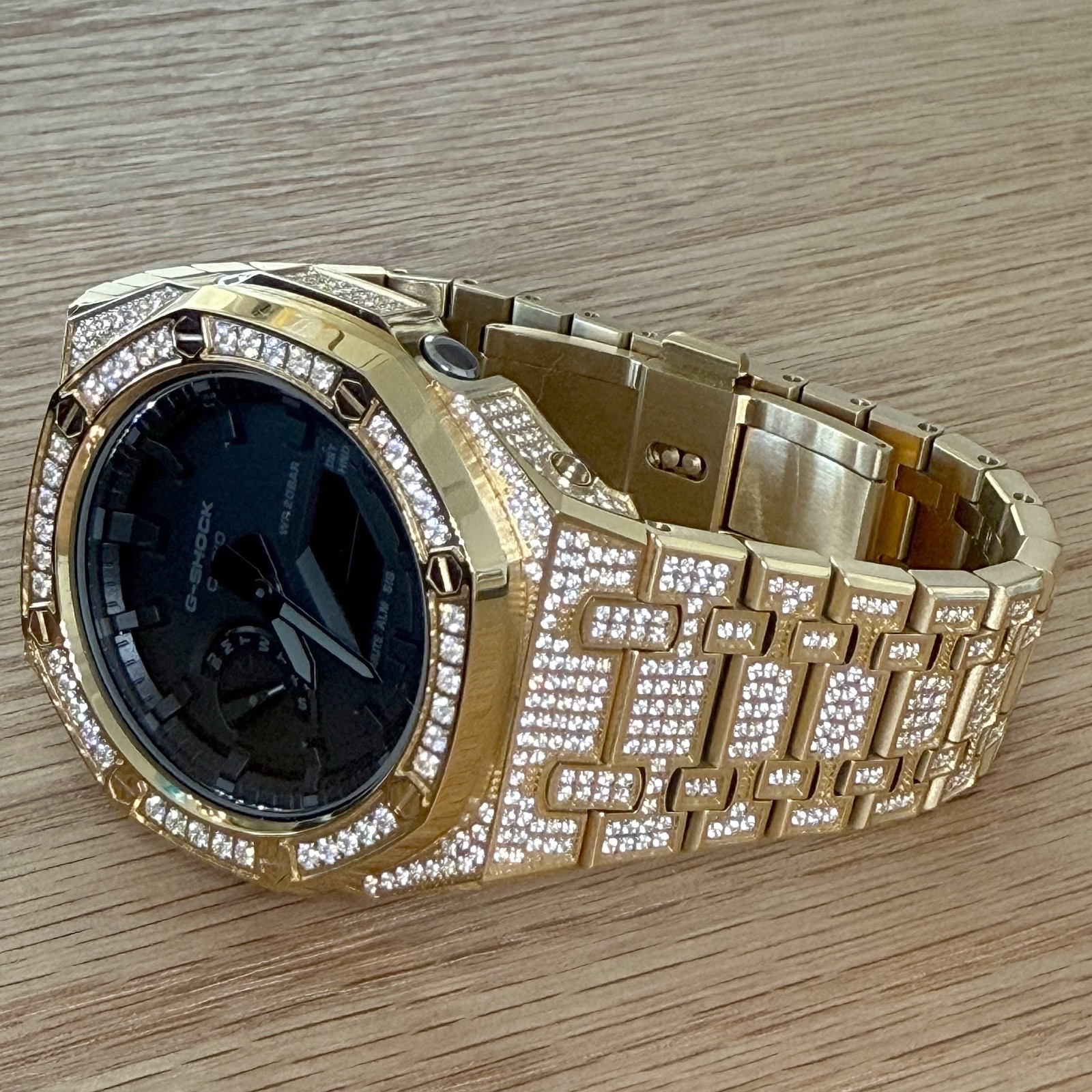 Customized Authentic Casio G Shock GA2100 “Casioak” Gold Iced Out Watch