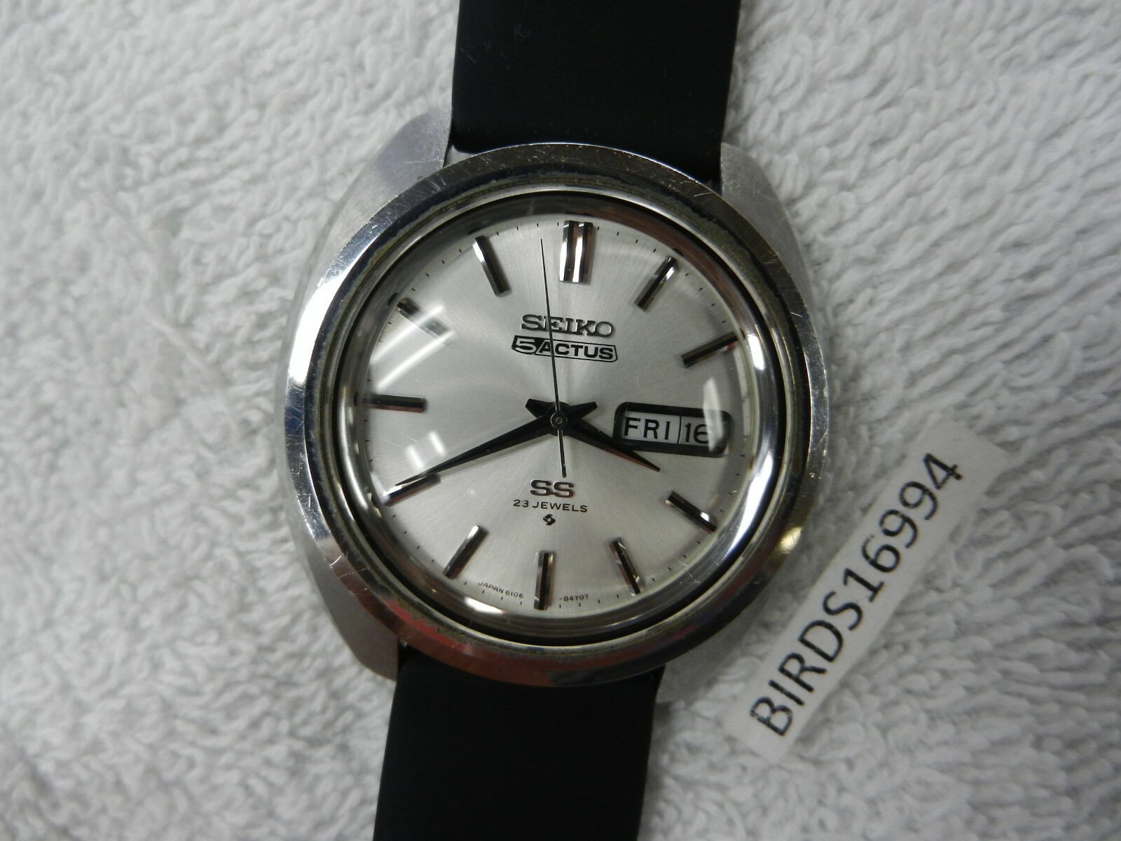 WORKING! MENS AUTOMATIC RARE VINTAGE SEIKO 5 ACTUS SS WATCH 23 JEWEL NEW BAND