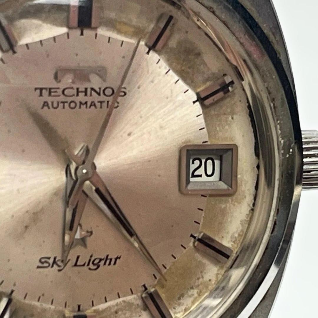 Vintage Technos Sky Light Automatic Working Silver Mens Watch SS Japan w/Box