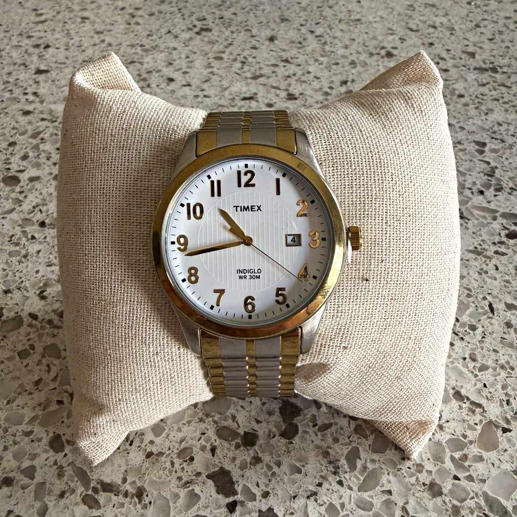 Timex T2N851 Quartz Two-Tone Stainless Bracelet White Dial Date 30m 32mm