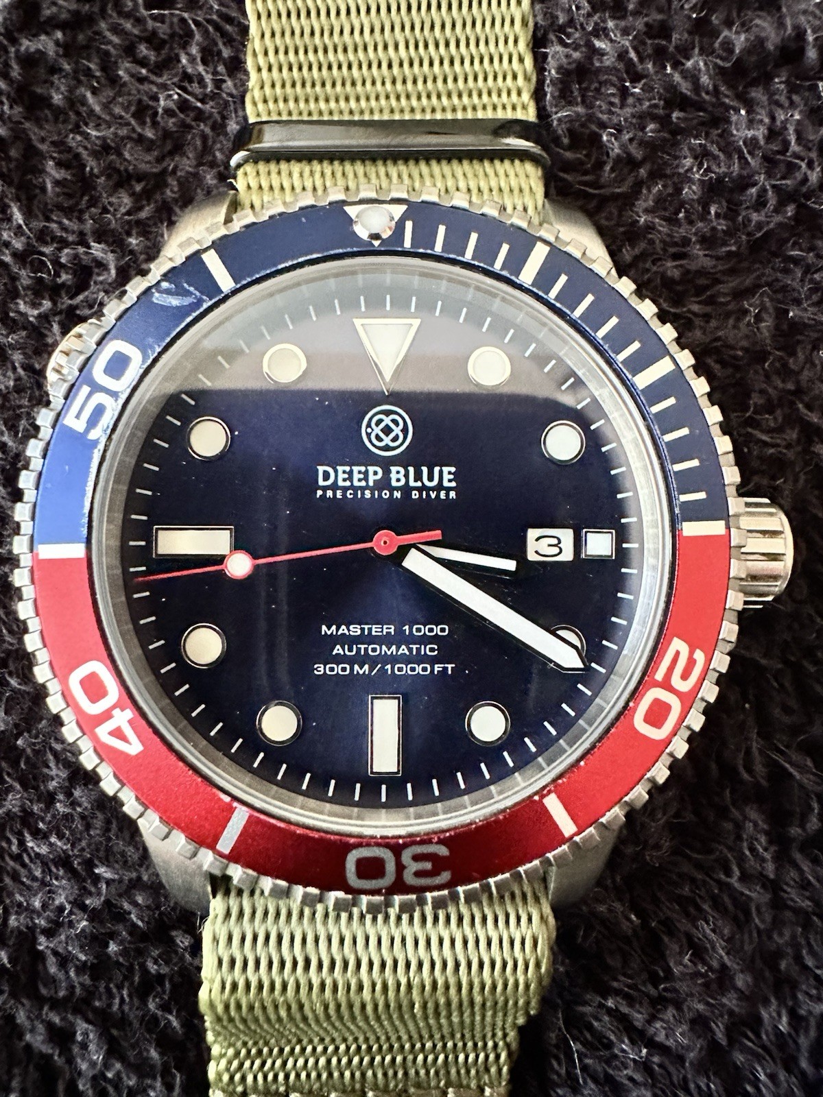 Deep Blue Master 1000 Automatic 300m Diver Blue Dial Pepsi Bezel Date