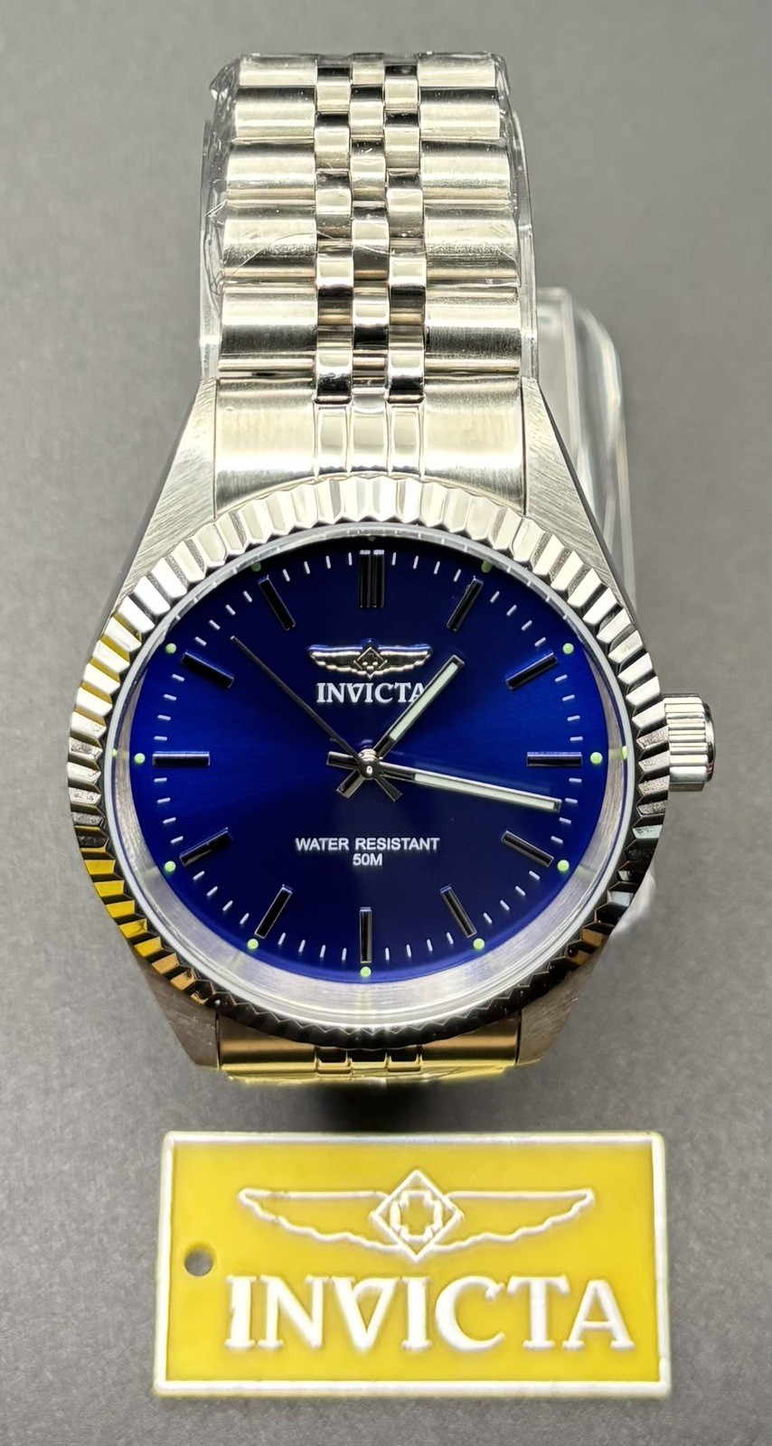 Invicta Specialty Men’s Watch Blue Dial Silver Fluted Bezel 43mm, Steel 29375
