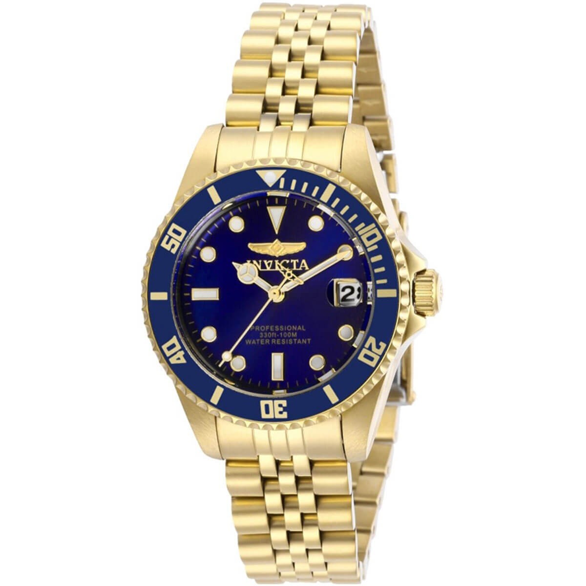 Invicta Women’s Watch Pro Diver Quartz Blue Dial Yellow Gold Bracelet 29191