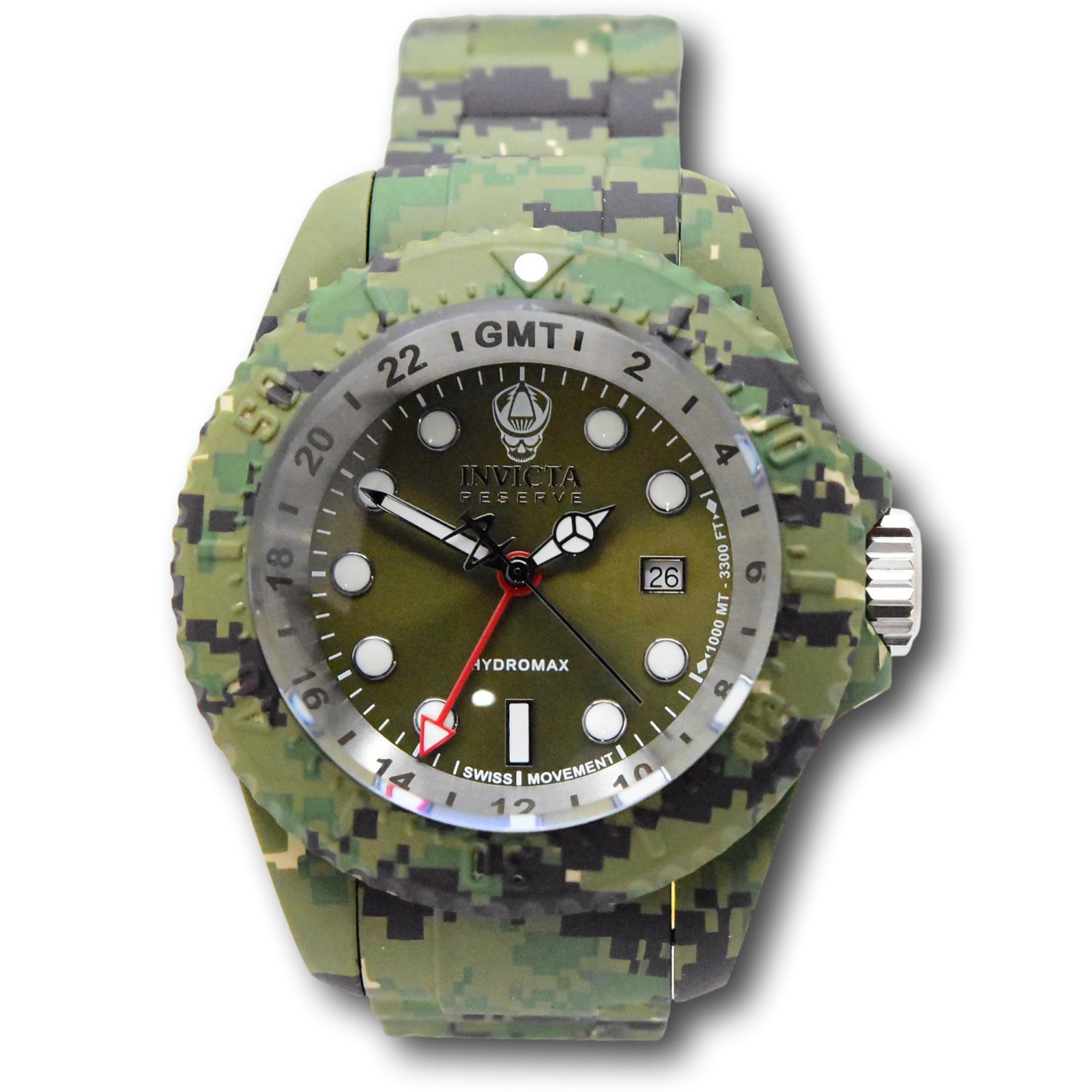 Invicta Hydromax Dark Green Camo Hydroplated Men’s 52mm Swiss Quartz Watch 45939