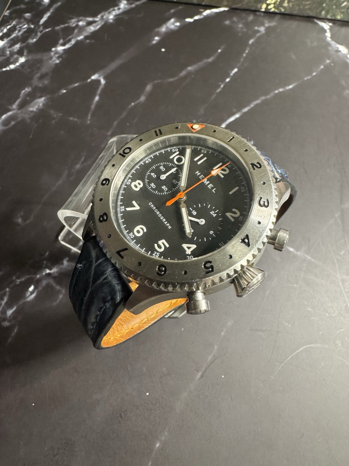 Hemel HFT20 GMT Chronograph Bezel Watch MECA QUARTZ! Men’s Microbrand