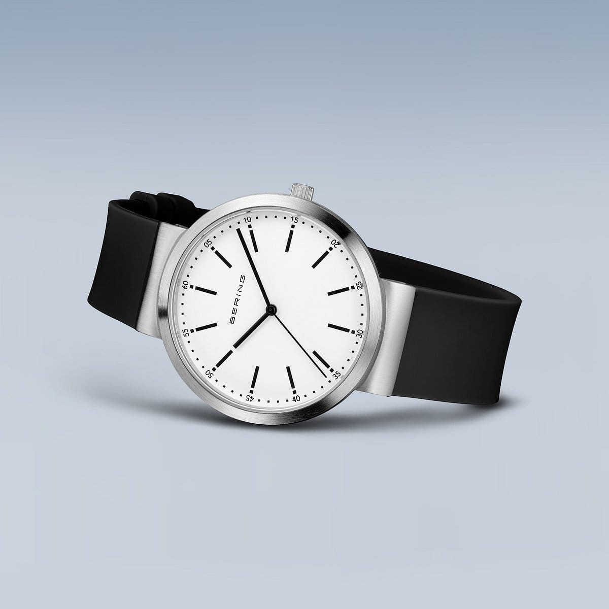 Bering Time – Unisex Black & White Quartz Watch w/ Silicone Strap – 10141-404