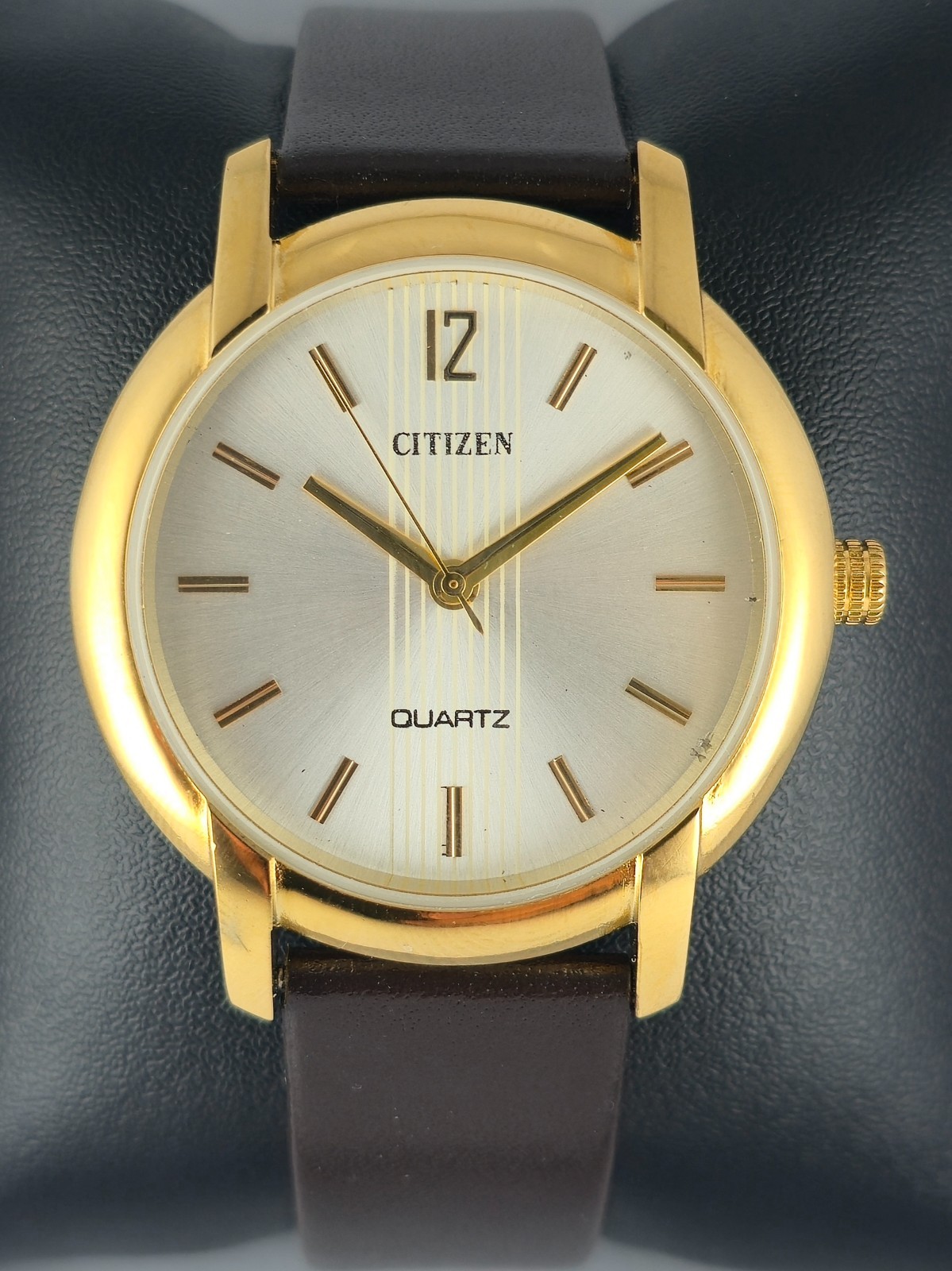 Beautiful Citizen Slim Round Silver Dial Quartz Men’s Wristwatch Leather Band