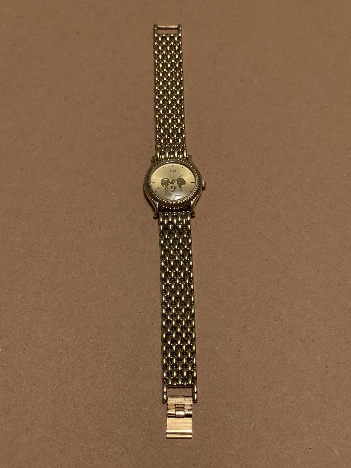 Vtg JAZ Disney Mickey Mouse Watch Gold Tone Japan Movt Retro Classic