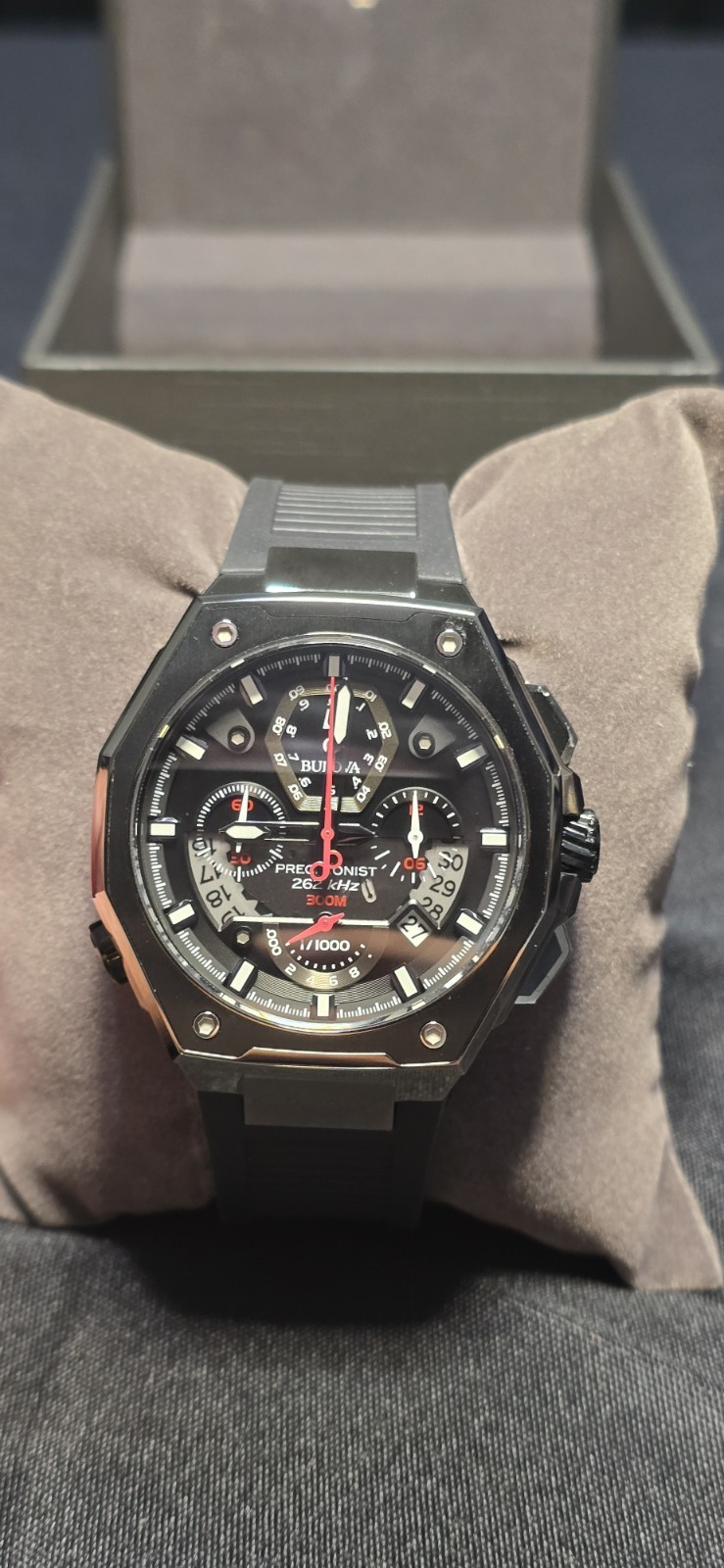 Bulova 98B358 Precisionist 45mm Men’s Chronograph Black Rubber Watch