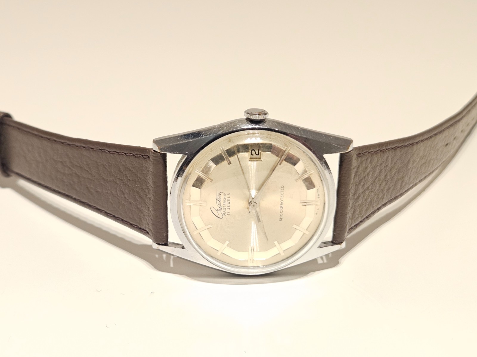 VINTAGE RARE ELEGANT CHROMED MEN’S SWISS MECHANICAL WATCH “CREATION” MASTERSHIP